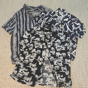 Original Use Men's Casual Button Down Shirts - Black and White Patterns